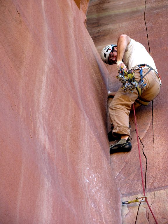 Me leading Incredible Hand Crack. (Category:  Rock Climbing)