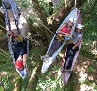 Laetitia, Wesley and Becky relaxing in hammocks... seventy feet above the ground. (Category:  Travel)