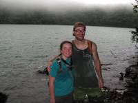 Tara and I at Laguna Chato, the lake which fills the dormant crater of Volcan Chato. (Category:  Travel)