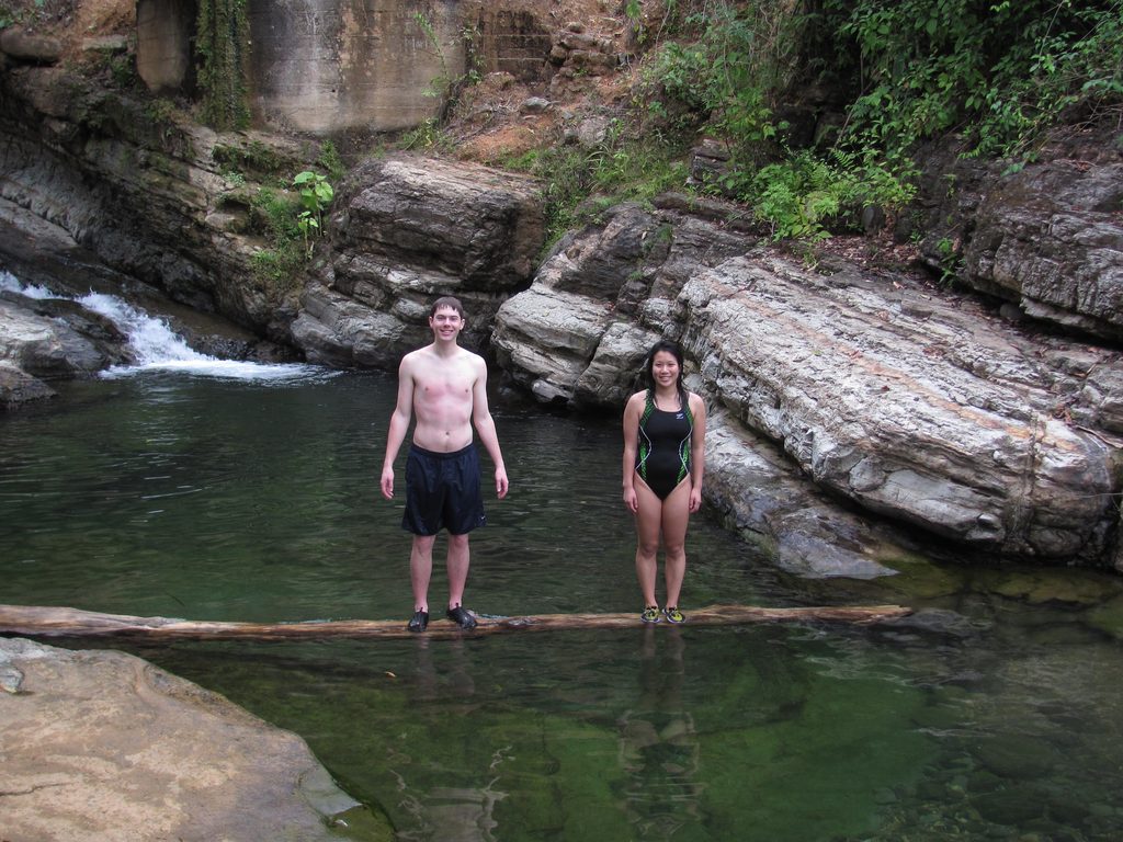 Andrew and Becky preparing for a birling match. (Category:  Travel)