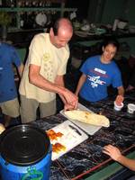 Tom and Wesley preparing dessert ciabatta. (Category:  Travel)