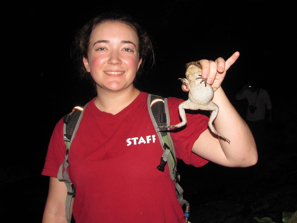 Tara with a Cane Toad. (Category:  Travel)