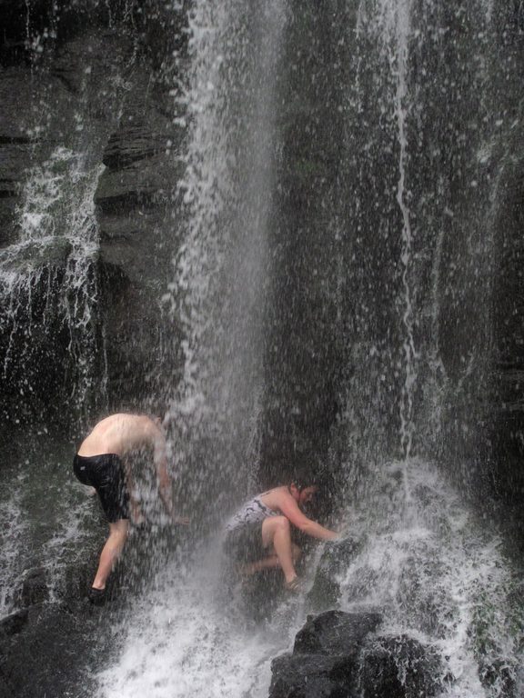 Andrew and Tara playing in the waterfall. (Category:  Travel)