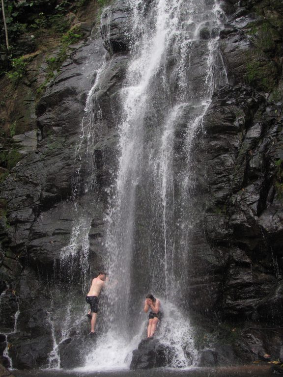 Andrew and Tara playing in the waterfall. (Category:  Travel)