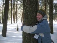 Jess the tree hugger. (Category:  Ice Climbing)