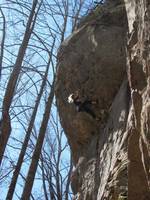 Up to the second rail. (Category:  Rock Climbing)