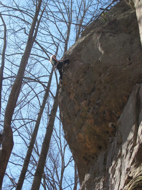 Clipping the chains. (Category:  Rock Climbing)