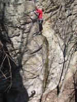 This girl was climbing just right of us while I was cleaning Johnny B Good. (Category:  Rock Climbing)