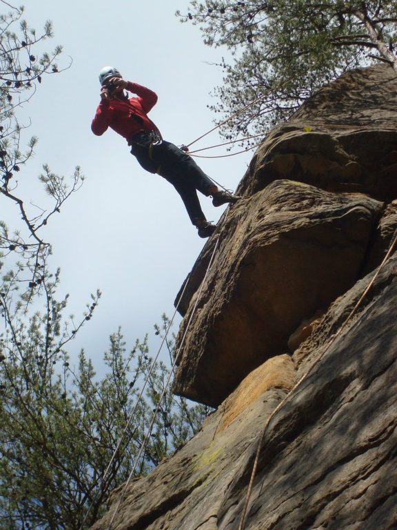 Me taking pictures above Kentucky Pinstripe. (Category:  Rock Climbing)