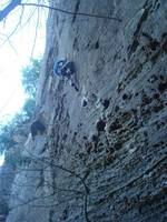 Adam at his high point on Hippocrite. (Category:  Rock Climbing)