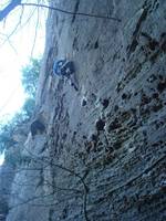 Adam at his high point on Hippocrite. (Category:  Rock Climbing)