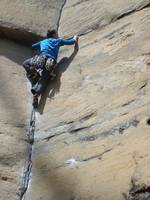 Adam leading Rock Wars. (Category:  Rock Climbing)