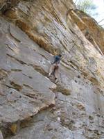 Guy leading Breakfast Burrito. (Category:  Rock Climbing)