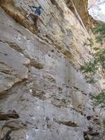 Guy leading Breakfast Burrito. (Category:  Rock Climbing)