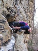 Amanda milking the no-hands rest on Make a Wish. (Category:  Rock Climbing)