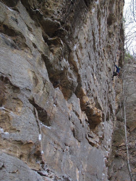 Josh leading Spirit Fingers. (Category:  Rock Climbing)