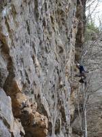 Josh taking a short fall on Spirit Fingers. (Category:  Rock Climbing)