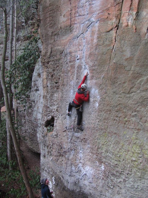 Me leading To Defy The Laws Of Tradition. (Category:  Rock Climbing)