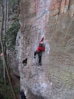 Me leading To Defy The Laws Of Tradition. (Category:  Rock Climbing)