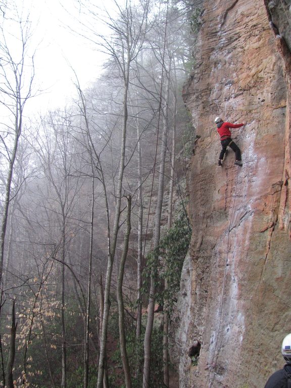 Me leading To Defy The Laws Of Tradition. (Category:  Rock Climbing)