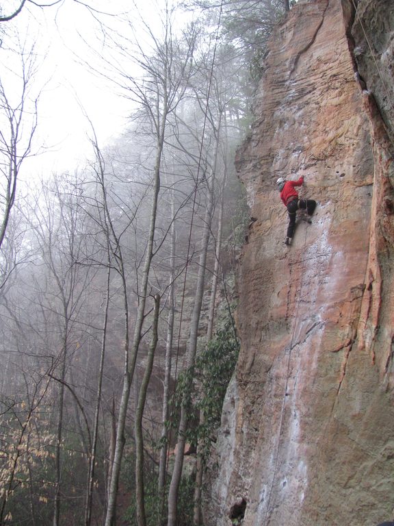 Me leading To Defy The Laws Of Tradition. (Category:  Rock Climbing)