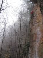 Me finally reaching the top of To Defy. (Category:  Rock Climbing)