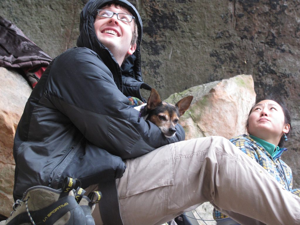 Zupes and puppy. (Category:  Rock Climbing)