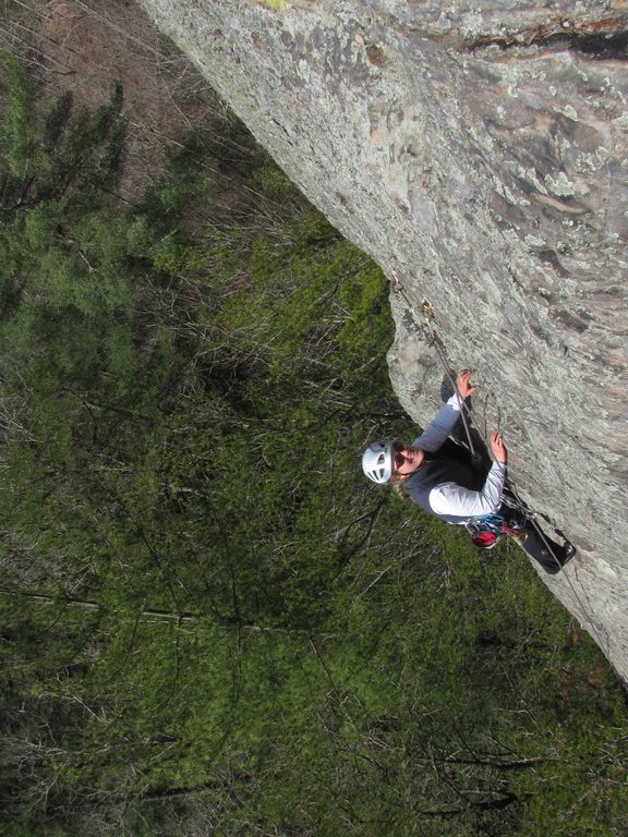 Katie on Kentucky Pinstripe. (Category:  Rock Climbing)