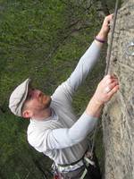 Taylor posing for his calendar cover portrait. (Category:  Rock Climbing)