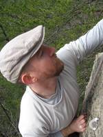 Taylor posing for his calendar cover portrait. (Category:  Rock Climbing)