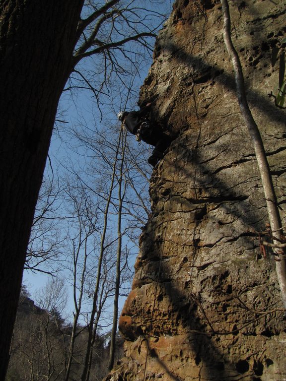 Katie on Brother Stair. (Category:  Rock Climbing)