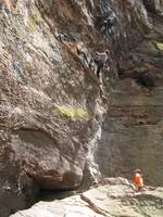 Guy working Wild Yet Tasty. (Category:  Rock Climbing)