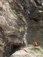 Guy working Wild Yet Tasty. (Category:  Rock Climbing)