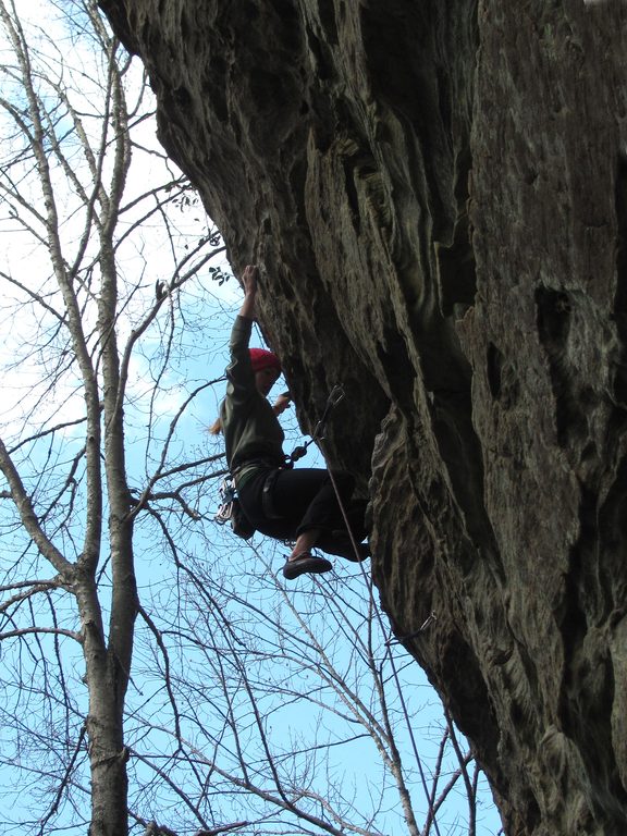 Amy at the top of Burning Bush. (Category:  Rock Climbing)