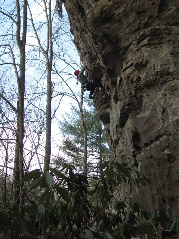 Amy at the top of Burning Bush. (Category:  Rock Climbing)