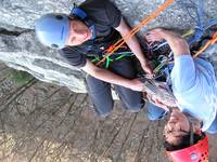 Tim and Leo on the Yellow Ridge belay couch. (Category:  Rock Climbing)