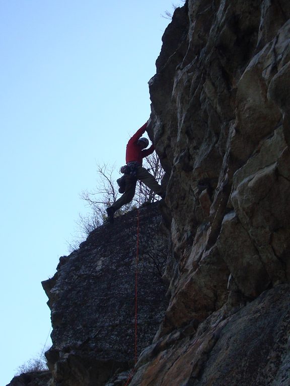 Me leading the last pitch of Yellow Ridge. (Category:  Rock Climbing)