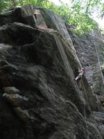 Anna climbing Armed and Dangerous.  Her first time ever on the classic climb. (Category:  Rock Climbing)