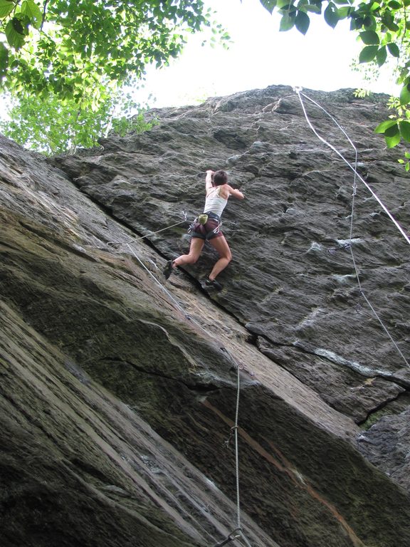 Anna climbing Armed and Dangerous.  Her first time ever on the classic climb. (Category:  Rock Climbing)