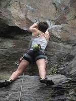 Anna leading Know Ethics. (Category:  Rock Climbing)