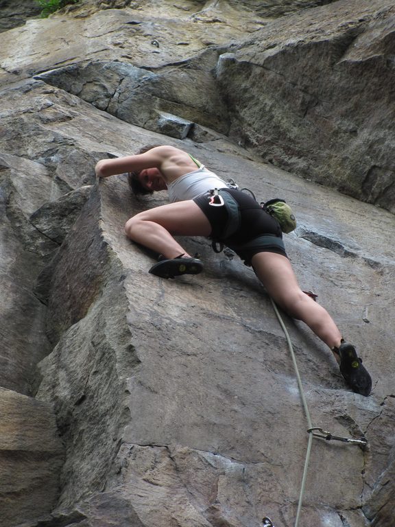 Anna leading Know Ethics. (Category:  Rock Climbing)