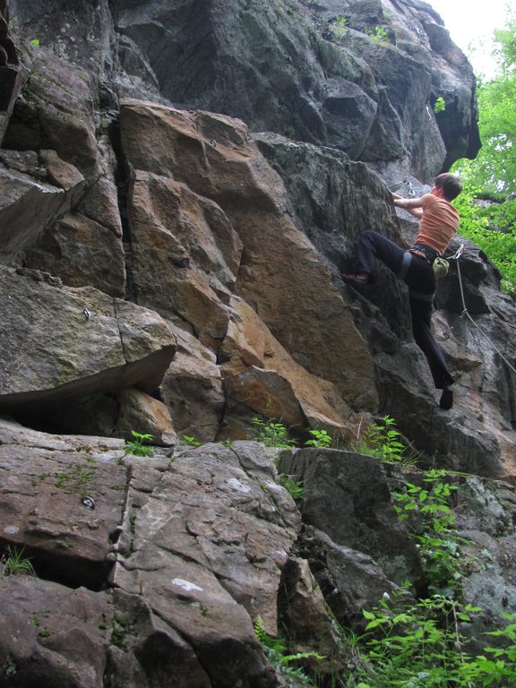 Anna wishes she had worn over-the-elbow latex gloves for this one. (Category:  Rock Climbing)