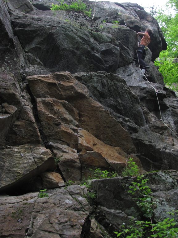 Anna wishes she had worn over-the-elbow latex gloves for this one. (Category:  Rock Climbing)