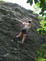 Anna on Clusterphobia. (Category:  Rock Climbing)