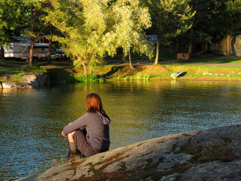 Katie enjoying the sunset. (Category:  Paddling)