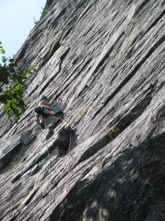 Anna leading Arrow Instantly. (Category:  Rock Climbing)