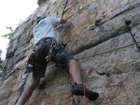 Me leading Directissima Instantly. (Category:  Rock Climbing)