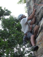 Me leading Directissima Instantly. (Category:  Rock Climbing)