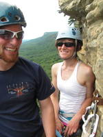 Devin and Anna on Son of Easy O Instantly. (Category:  Rock Climbing)