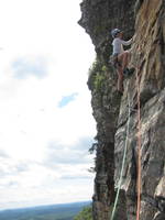 Anna leading Yellow Ridge Instantly. (Category:  Rock Climbing)
